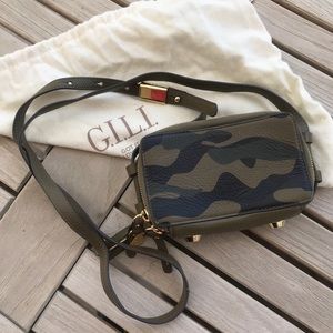 SOLD - - G.I.L.I Camouflage Leather ConvertibleBag